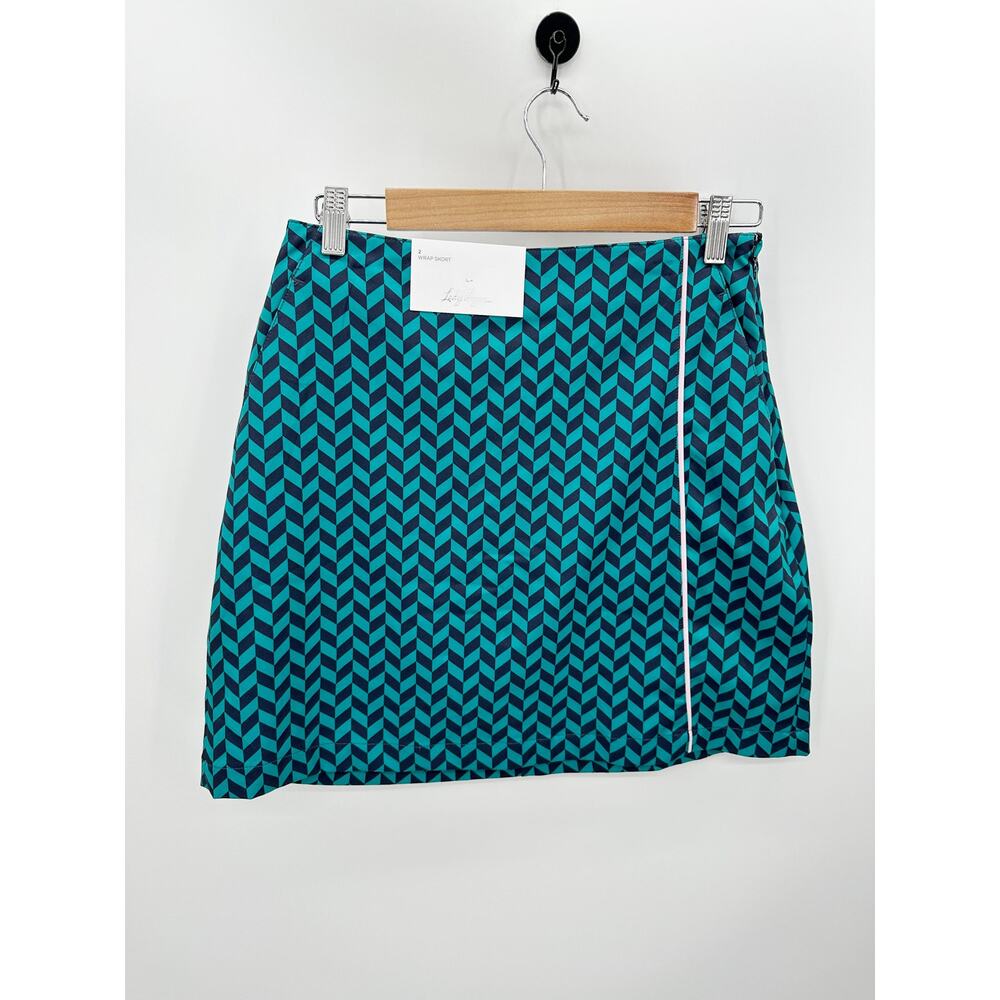 Lady Hagen Skirt Women 2 NWT Turquoise Blue 17" Wrap Herringbone Golf Skort